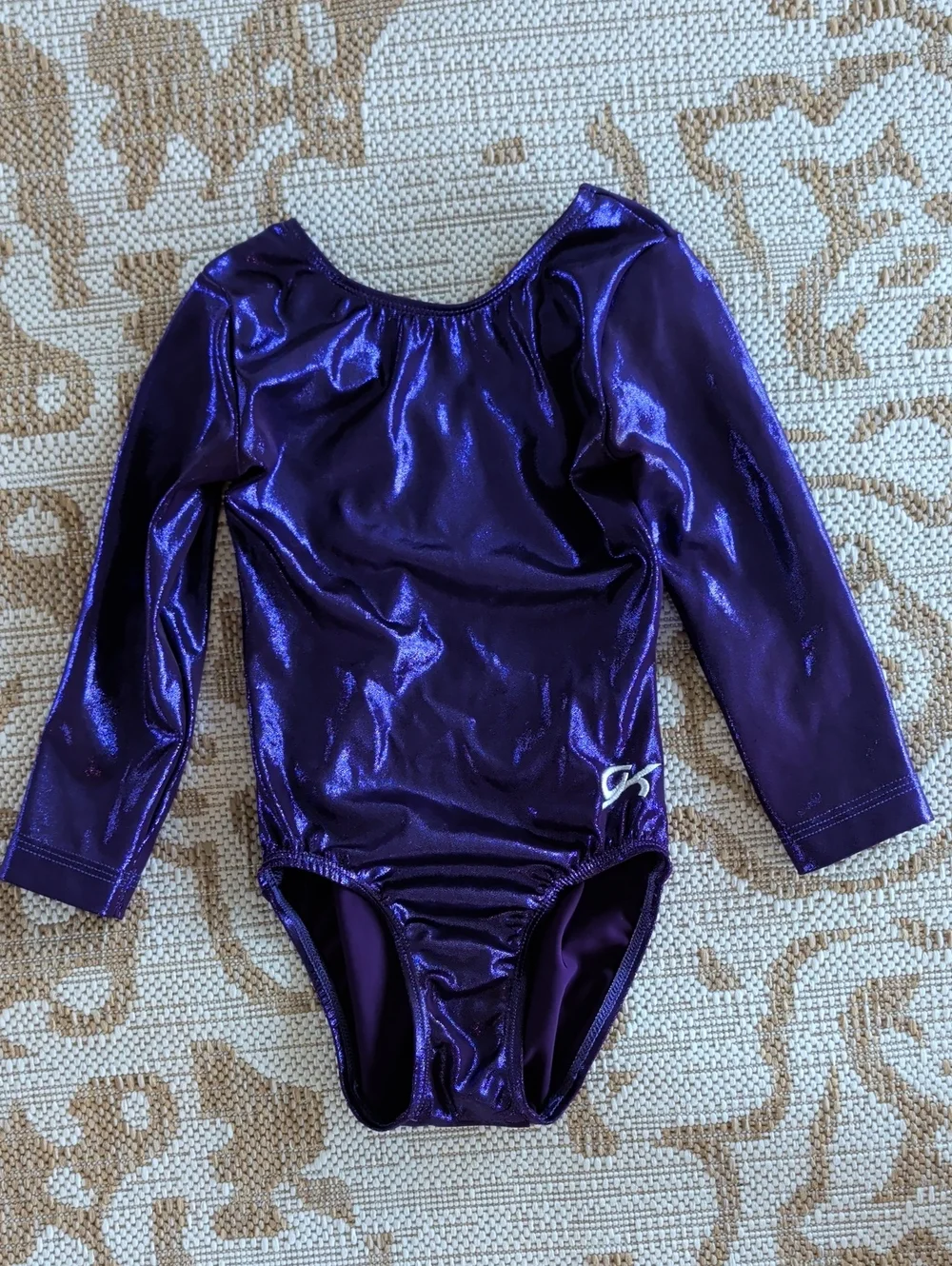 GK Gymnastics Leotards CL Childs Large Long Sleeved Purple Pink Sequins Sparkle